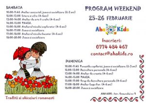 Ateliere de weekend pentru copii la Aha Kids 25-26 februarie