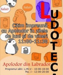 Atelier de lectura gratuit pentru copii 1-8 ani la Ludoteca Apolodor din Labrador''