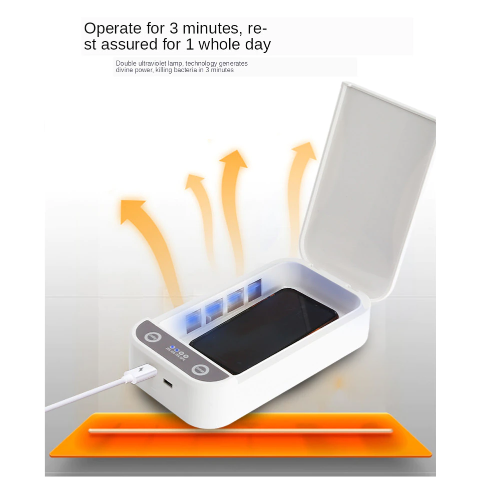 Aparat De Dezinfectare Si Sterilizare Cu lumina UV-C Pentru Telefon Si Alte Obiecte Cu Incarcare Wireless Pentru Telefon