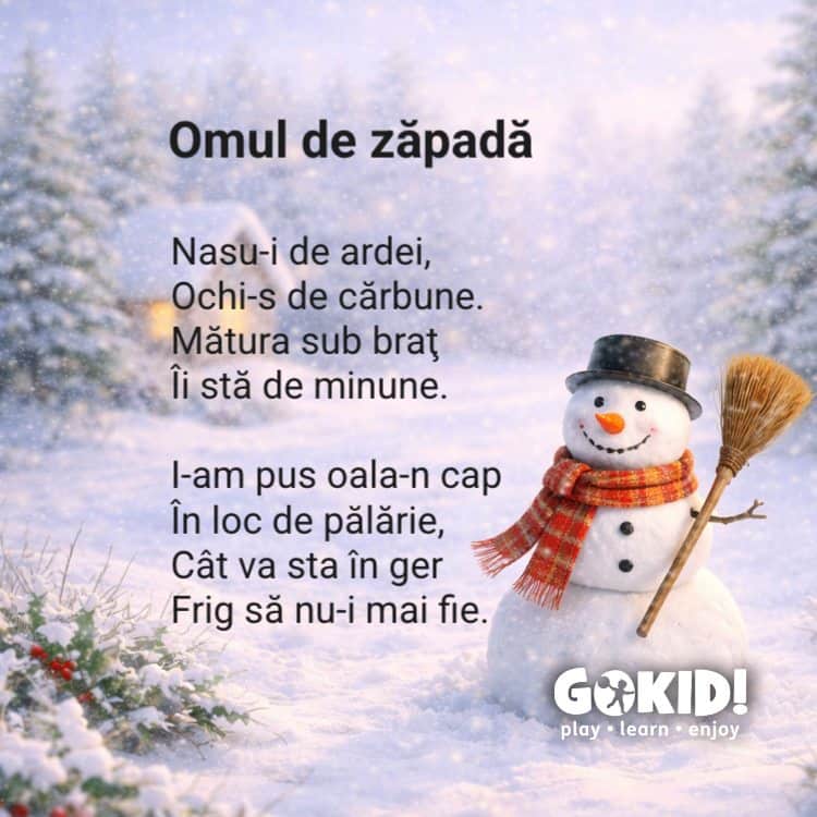omul de zapada poezii scurte pentru copii