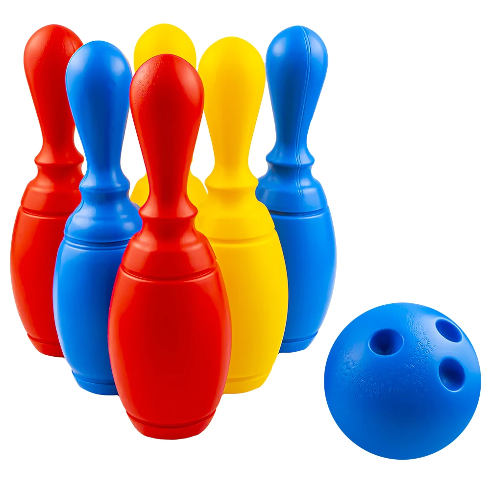 Set joc Bowling cu minge si suport , 6 popice , Robentoys