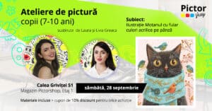 Atelier pictură pe pânză – Ilustrație de toamnă- Motanul cu fular