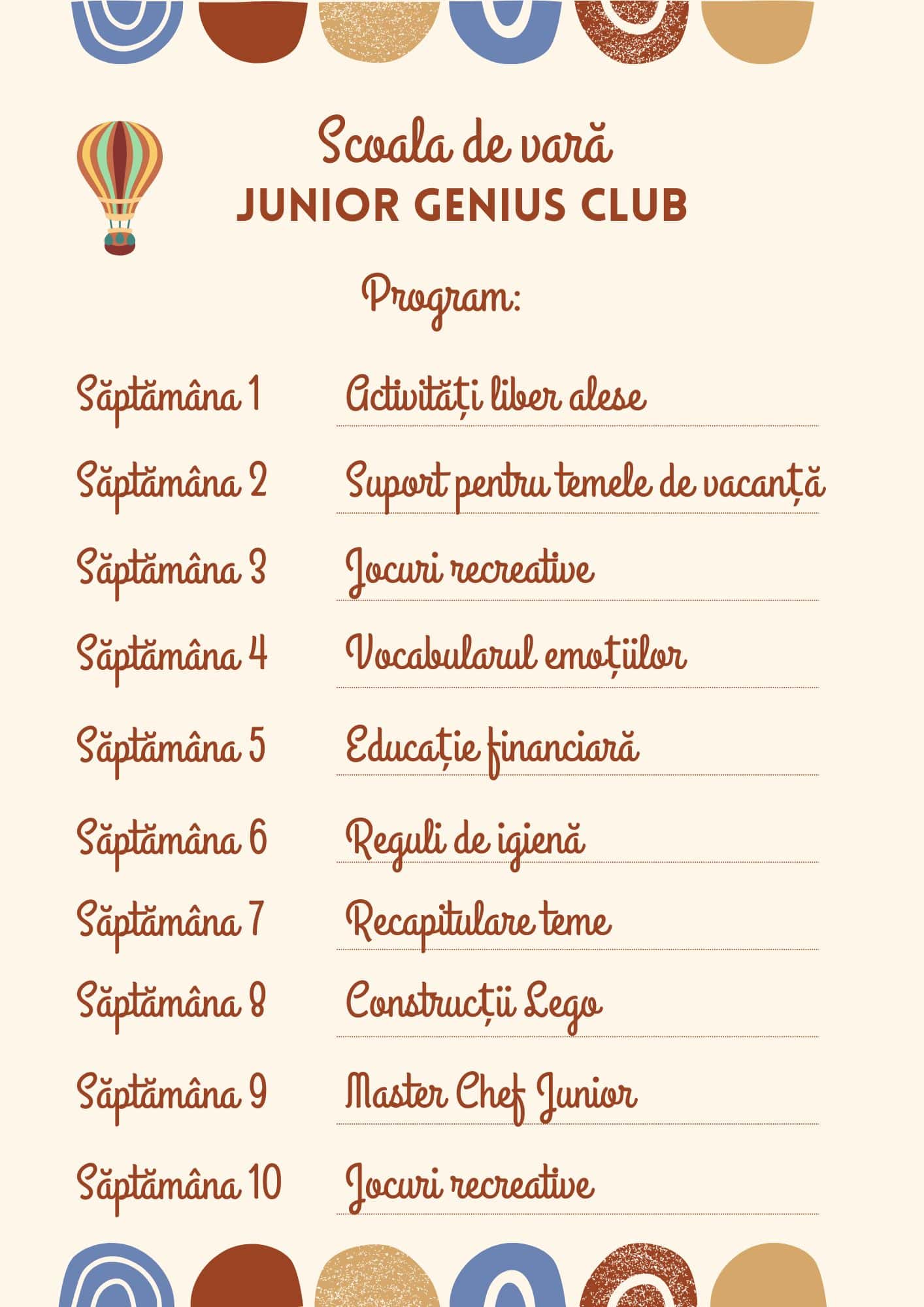 Program scoala de vara junior genius club