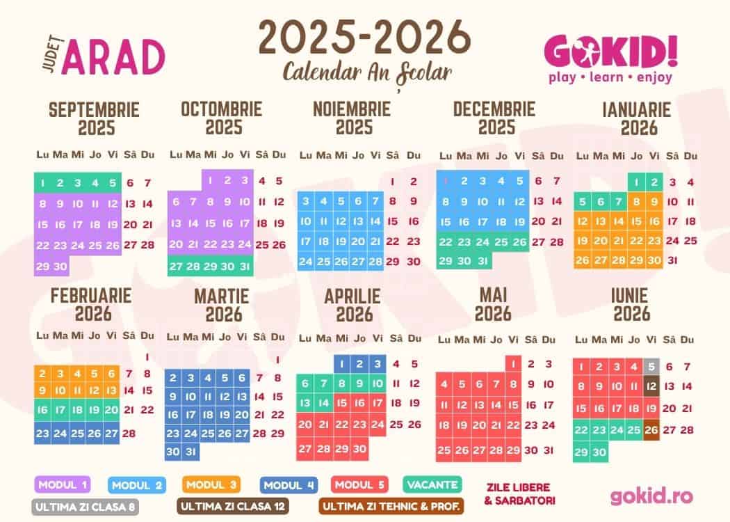 Calendar an scolar 2025-2026 Print ARAD