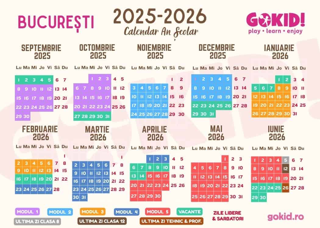 Calendar an scolar 2025-2026 Print Bucuresti