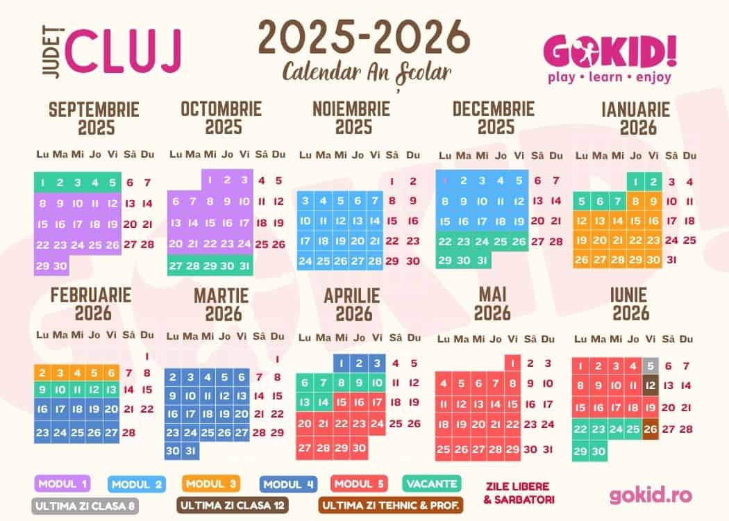 Calendar an scolar 2025-2026 Print Cluj
