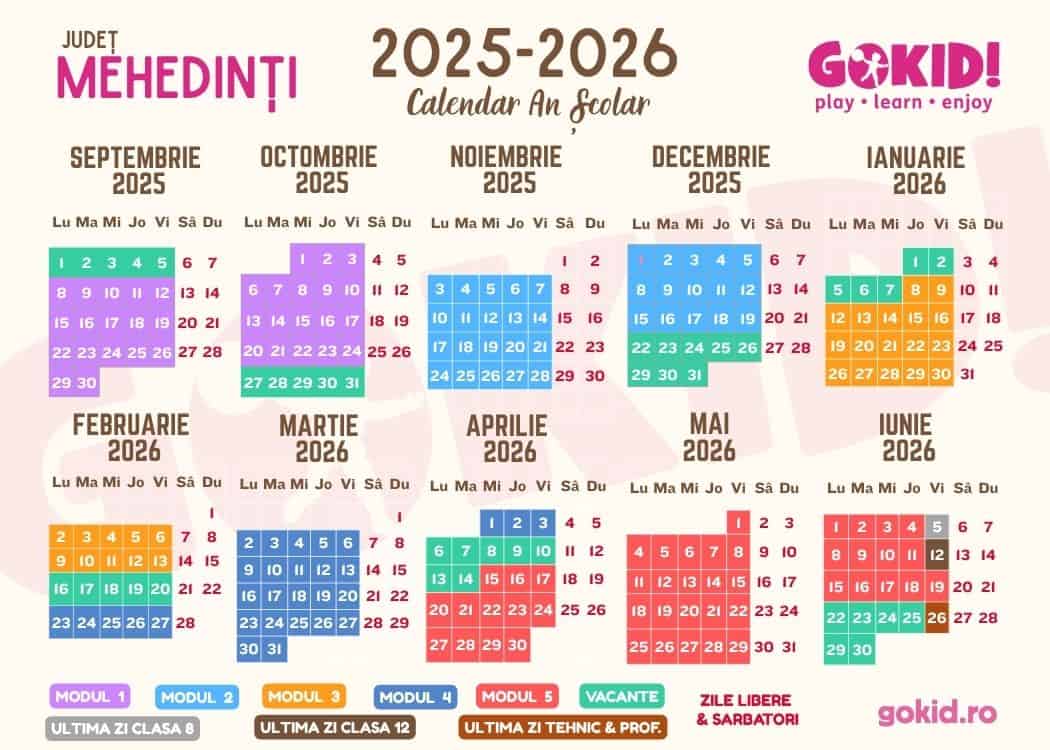 Calendar an scolar 2025-2026 Print Mehedinti