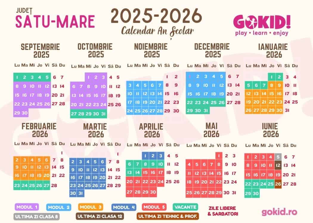 Calendar an scolar 2025-2026 Print Satu-Mare