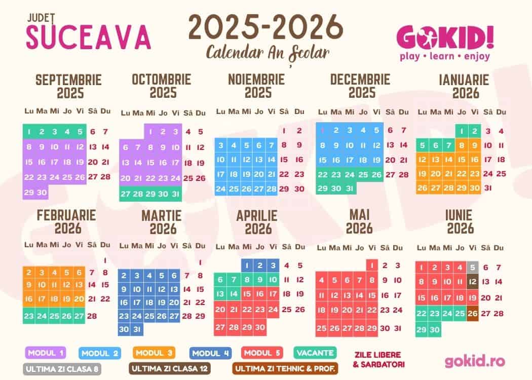 Calendar an scolar 2025-2026 Print Suceava