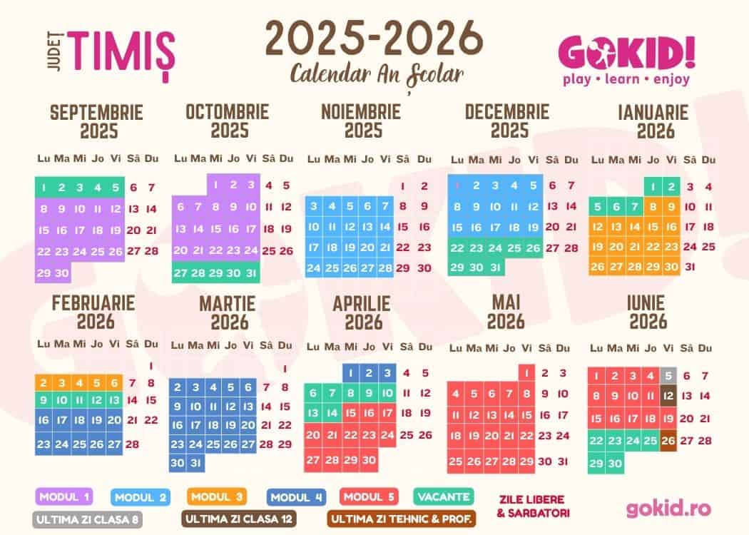 Calendar an scolar 2025-2026 Print Timis