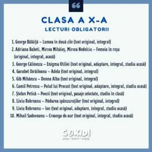 lecturi obligatorii clasa a 10 a lecturi obligatorii clasa a 10 a