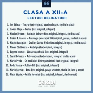 lecturi obligatorii clasa a 12 a