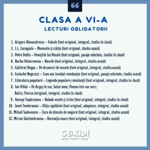 lecturi obligatorii clasa a 6 a