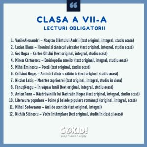 lecturi obligatorii clasa a 7 a lecturi obligatorii clasa a 7 a