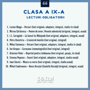 lecturi obligatorii clasa a 9 a